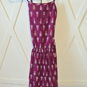 New Cotton Dress Pineapple Print Maxi Dress